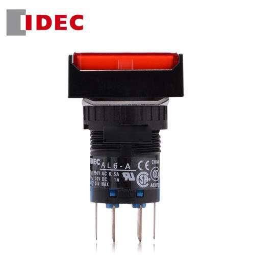 IDEC/和泉带灯按钮开关16mm AL6H-A24RC 矩形 8脚 24V