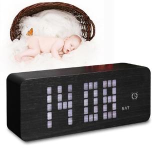 电子闹钟创意大屏幕点阵LED夜光长方形木头钟创意家居床头电子钟