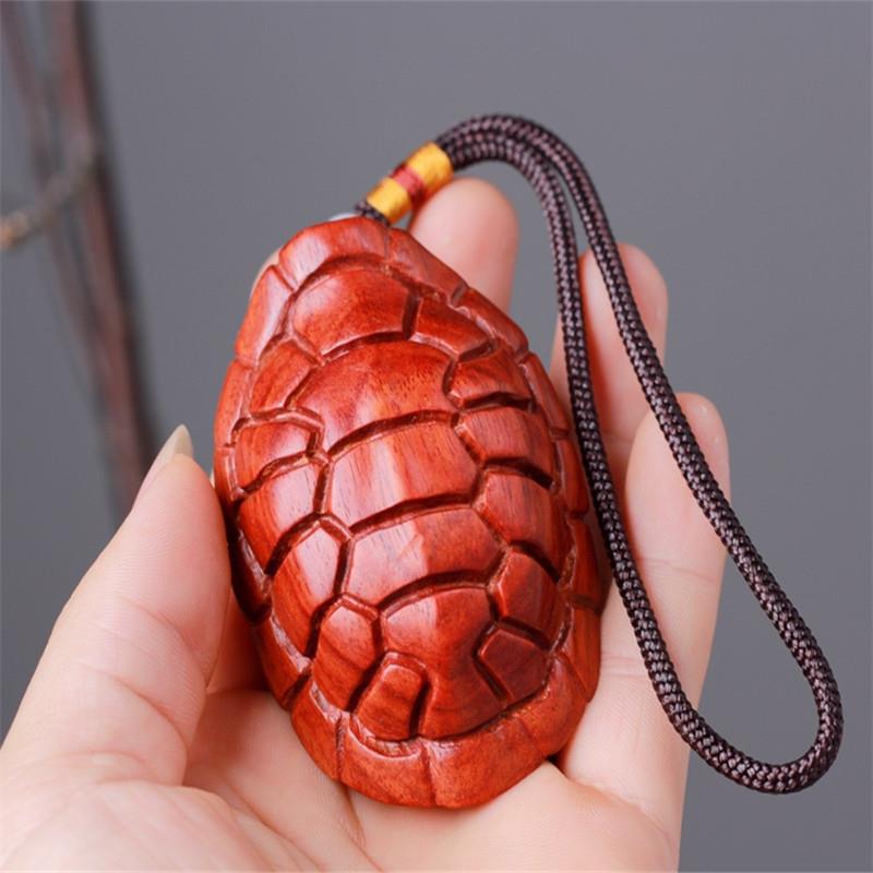 非洲小叶紫檀汽车挂件 血檀木雕龟壳手把件 紫檀文玩挂件饰品