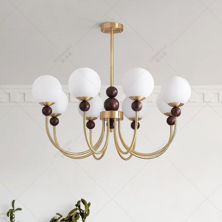 法式中古客厅灯吊灯复古卧室主灯魔豆奶油风餐厅灯灯具美式吸顶灯