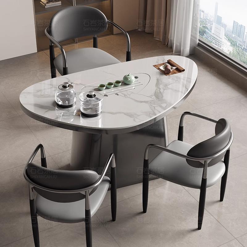 IL意式轻奢家用岩板茶桌椅组合小户型阳台茶台烧水壶一体功夫泡茶