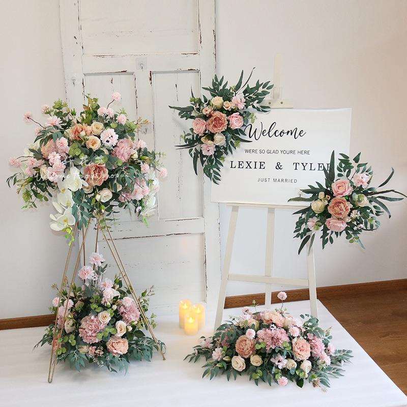 新款花艺开业花篮花球迎宾招牌花假花仿真花装饰店铺摆设三脚架花