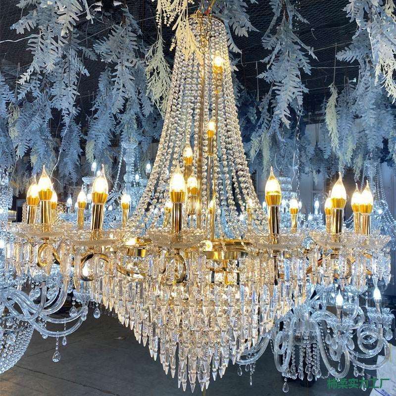 婚庆电镀铁艺水晶吊灯婚礼堂道具亚克力新款创意摄影装饰灯吊顶