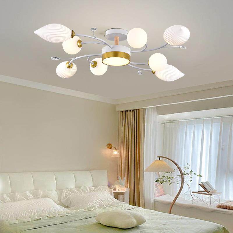 新款法式田园吊灯客厅灯现代简约创意奶油风餐厅白色卧室吸顶灯具