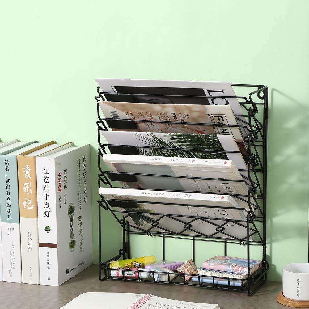 铁艺文件架桌面资料整理文件框a4文件置物收纳架可折叠可挂墙跨境