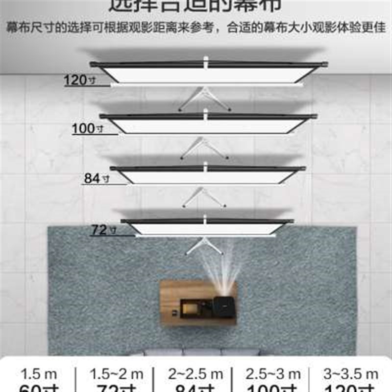 投影幕布支架幕布落地可移动家用免打孔自动收缩幕Q布100寸120寸