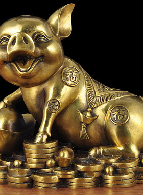 铜猪摆件招财猪金猪店铺r开业礼品办公室收银台家居客厅装饰工艺