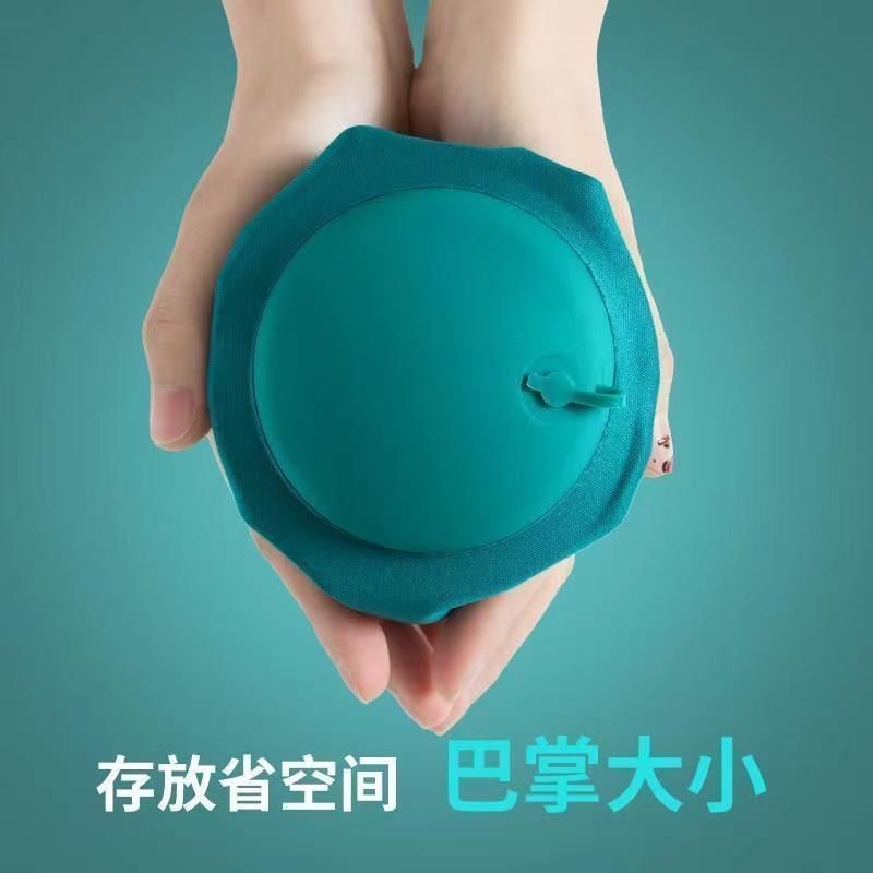 按压式充气u型枕旅行便携脖枕冰丝E飞机高铁上护颈折叠脖颈枕手动