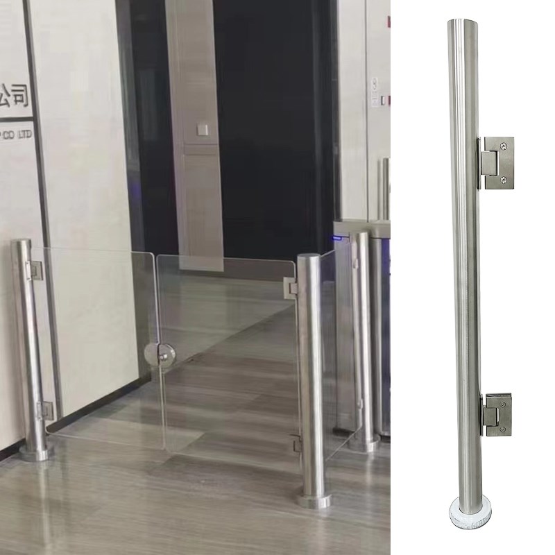 不锈钢玻璃立柱写字楼亚克力闸机围挡通道玻璃隔断手推门固定栏杆