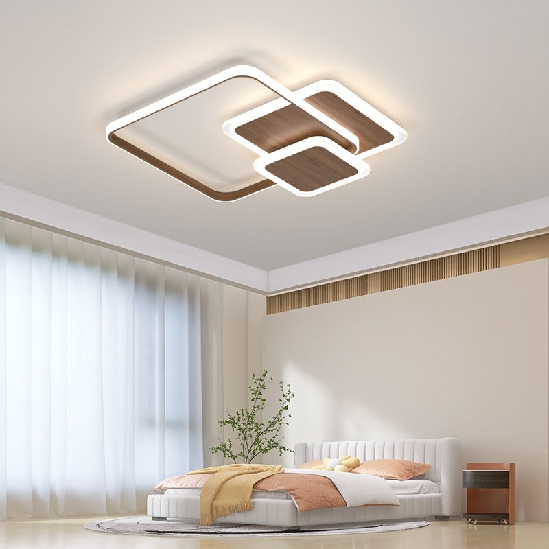主卧室灯2024年新款现代简约家用木纹吸顶灯led北欧房间书房灯具