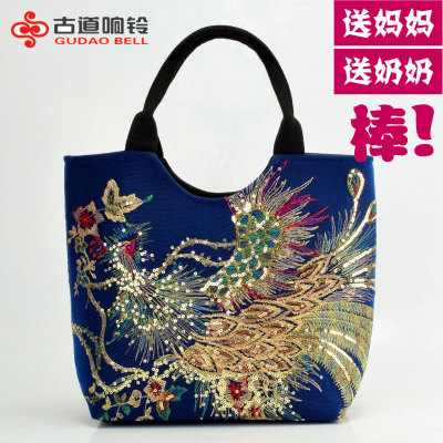 中老年人女妈妈奶奶云南民族风刺绣帆布手提包太太用的.斜挎背袋