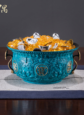 铜聚宝盆摆件办公室店铺家居玄关招财貔貅聚财装饰工艺.品开业礼