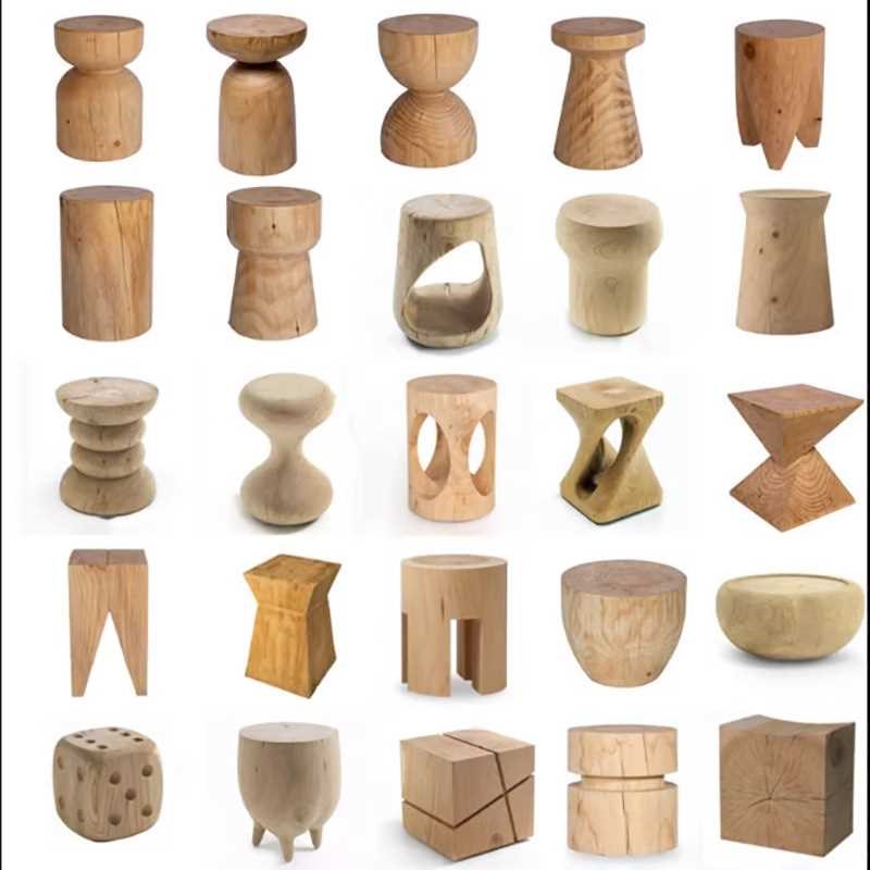 北欧实木凳子摆件树墩根雕圆x形边几实木墩子民宿矮凳树桩床头柜