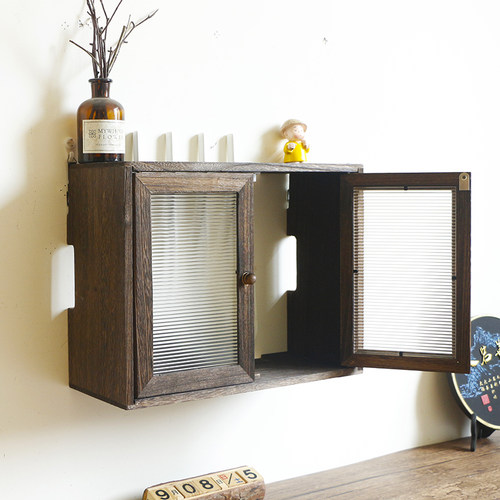 免打孔壁挂实木路由器收纳盒