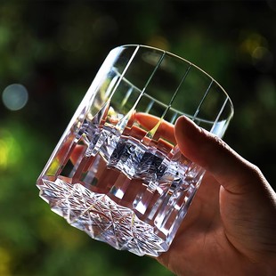 高级轻奢威士忌酒杯创意家用古典加厚洋酒杯啤酒杯江户切子杯套装
