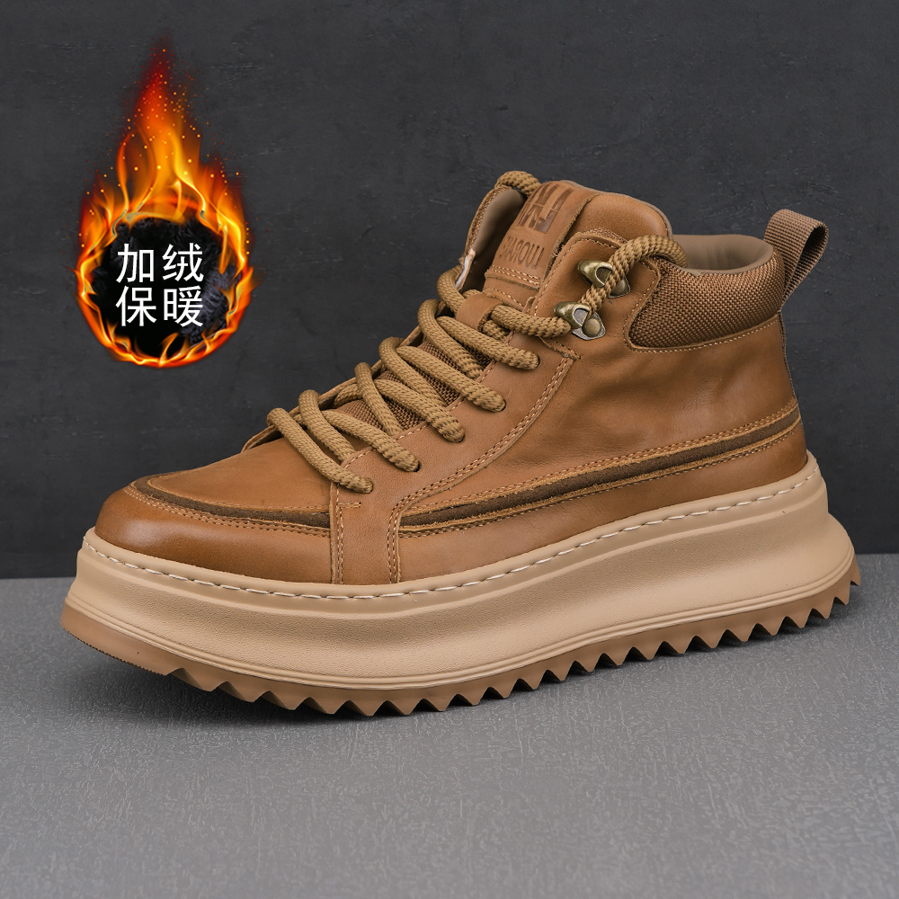厚底松糕鞋冬季新款男士高帮鞋