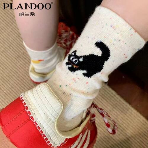 春夏可爱袜子网红猫咪小鱼日系学院插画ins潮流中筒袜高颜值AB袜