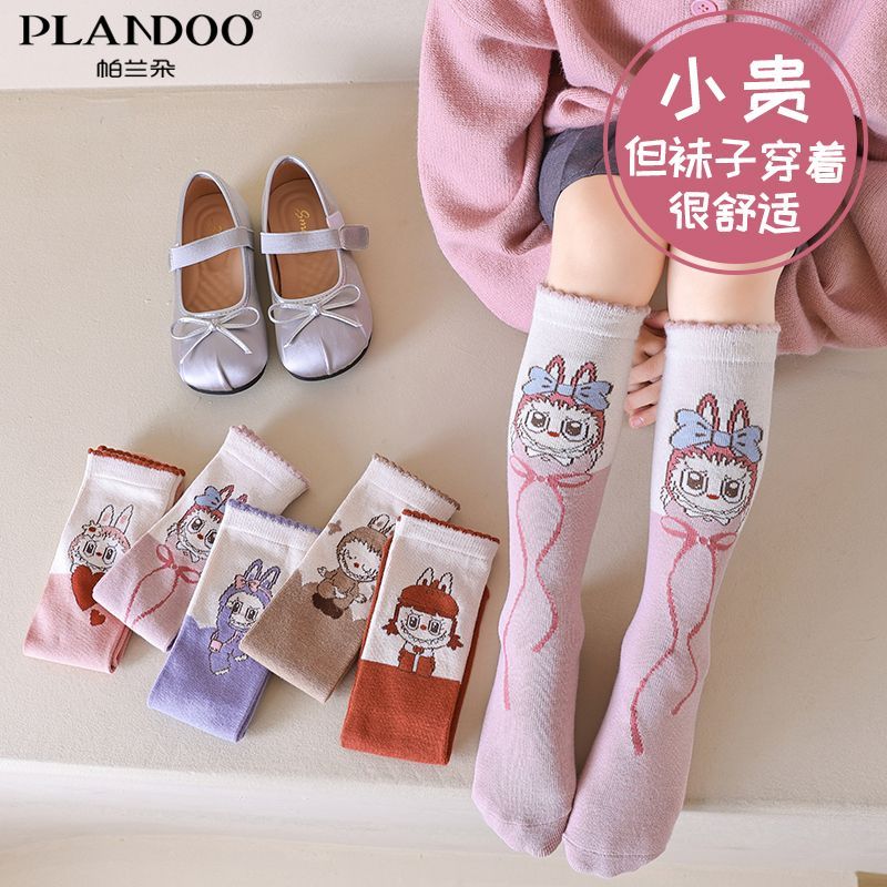 儿童可爱卡通拉布袜子春秋新款男女童小腿袜韩系秋季无骨堆堆袜