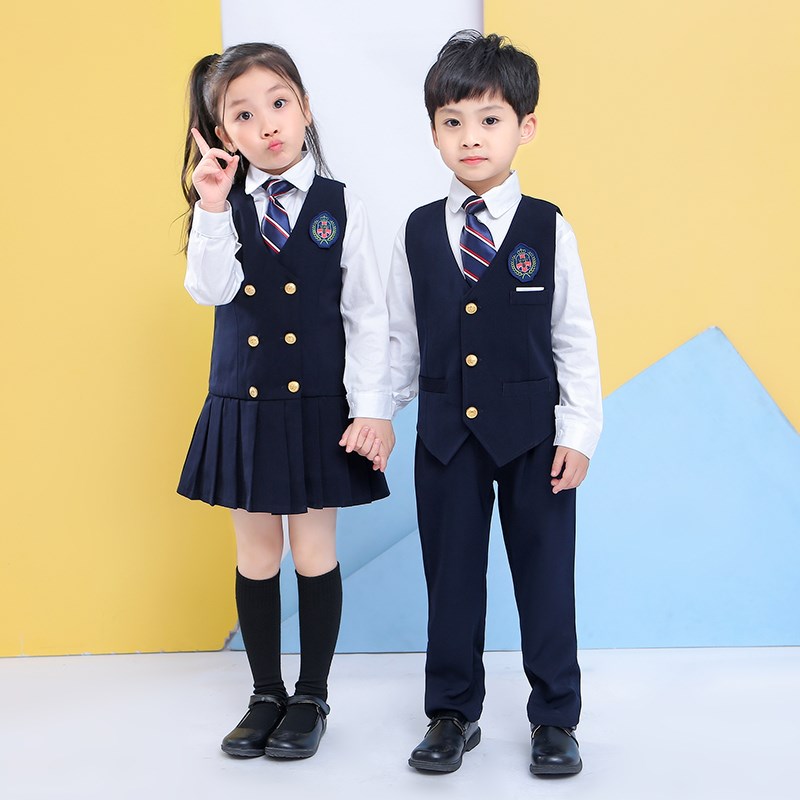 元旦儿童英伦风校服小学生大合唱诗朗诵演M出服幼儿园演讲班服礼