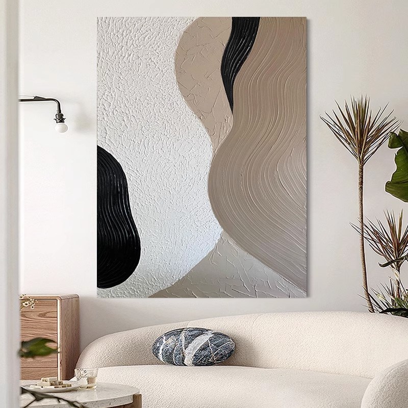 大芬油画村纯手绘油画p玄关走廊客厅装饰画现代简约抽象立体肌理图片