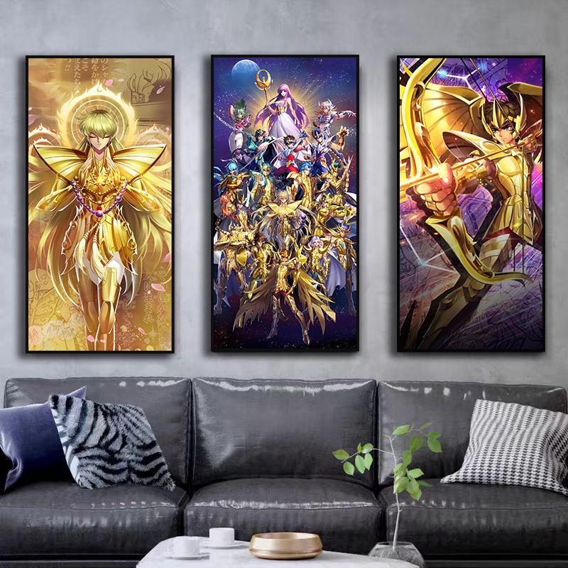 圣斗士星矢装饰画处女座沙加双子座撒加射手紫龙挂画卧室床头壁画