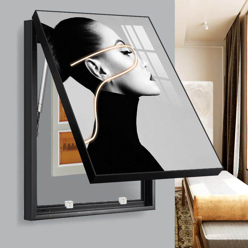 电表箱装饰画画竖版时尚人物遮挡配电箱总开关盒挂画画可推拉客厅