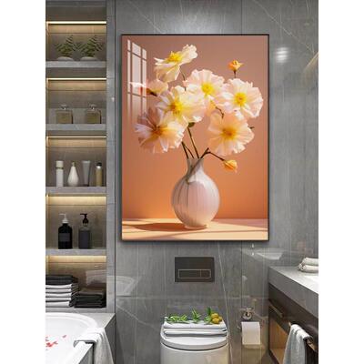 浴室挂画不打孔浴室浴室植物和花卉掩盖装饰画厕所厕所背景壁画