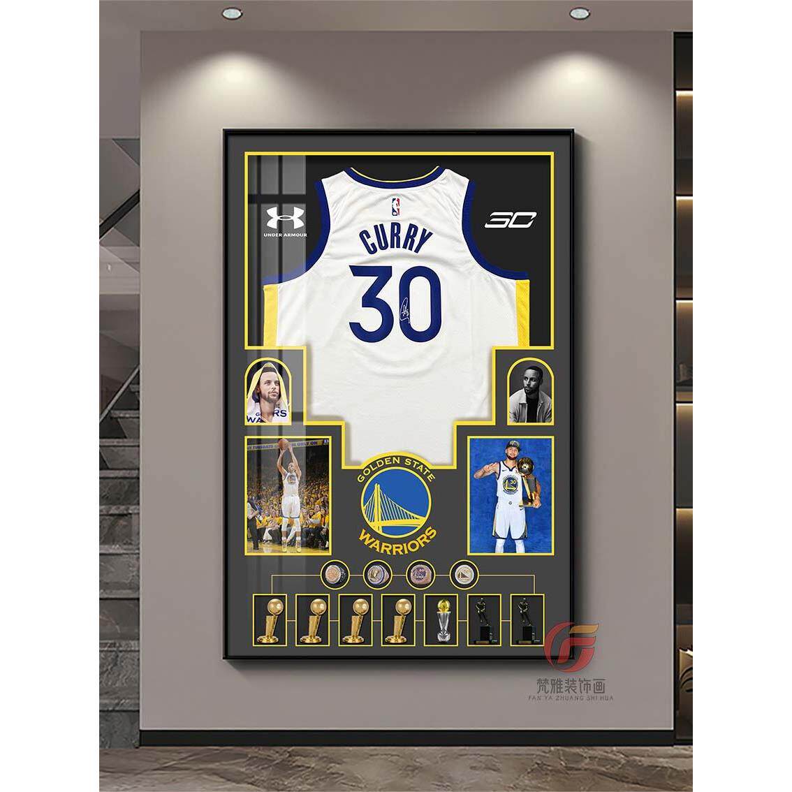 NBA明星球衣挂画詹姆斯科比库里欧文男生房间布置客厅玄关装饰画