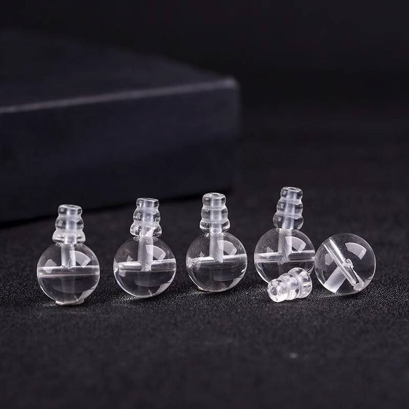 梦印DIY天然白水晶圆形三通佛头手链饰品配件圆珠手链半成品散珠