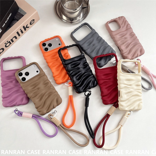 个性挂绳褶皱纹适用iPhone