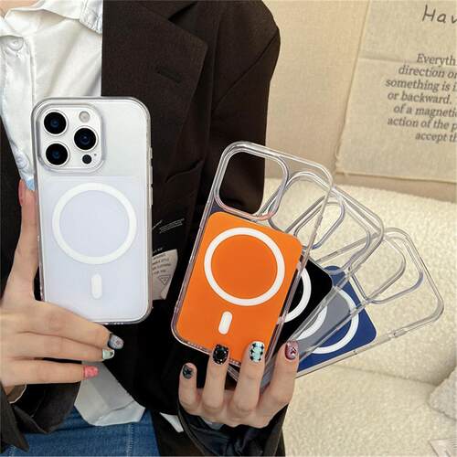 简约高透背板磁吸适用苹果