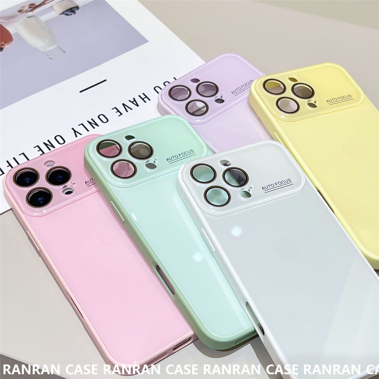 大视窗纯色亮面玻璃壳适用iPhone16pro max苹果17手机包14/15全包