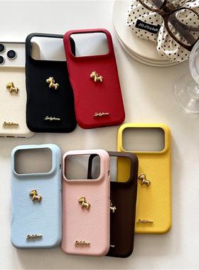 皮质金标小马适用苹果17promax保护壳iPhone1517pro手机包14pro