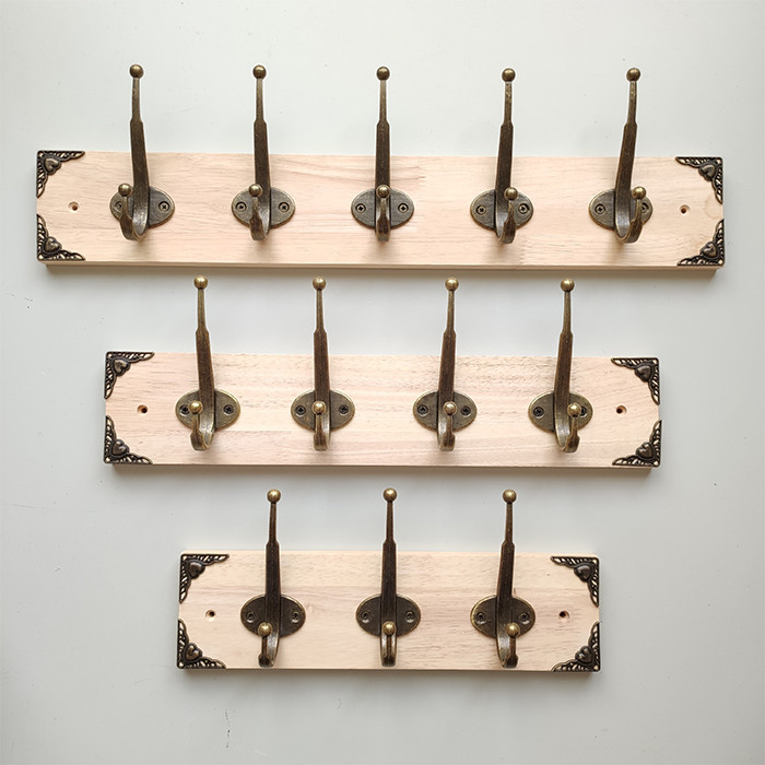 原木排钩进门衣服包包挂钩服装店更衣室围巾衣帽钩卧室墙壁挂衣架