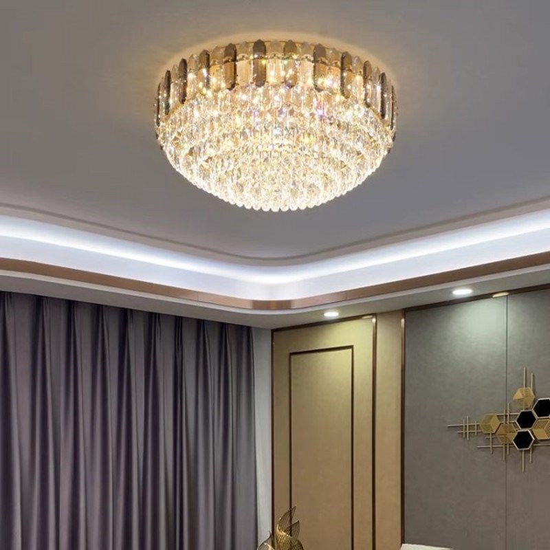 客厅水晶吸顶灯轻奢后现代简约新款圆形全屋灯具套餐led卧室灯