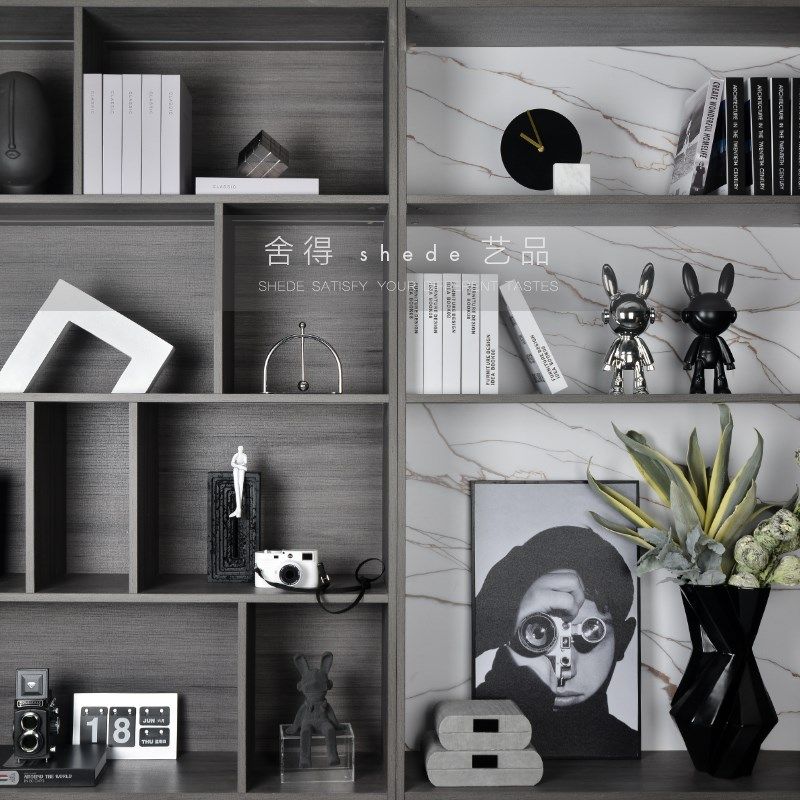 现代极简样板房书房书柜桌客厅酒柜餐边柜收纳柜软装饰品陈列摆件,家居饰品,装饰摆件,淘宝优惠券,粉丝福利购,淘宝优惠卷