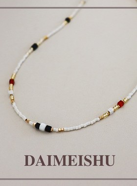 新款时尚米珠珍珠手工串珠项链复古百搭高级感小众个性简约锁骨链