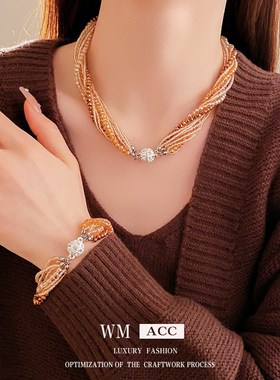 韩国镶钻缠绕水晶多层手链轻奢精致手环气质高级感手饰工厂家
