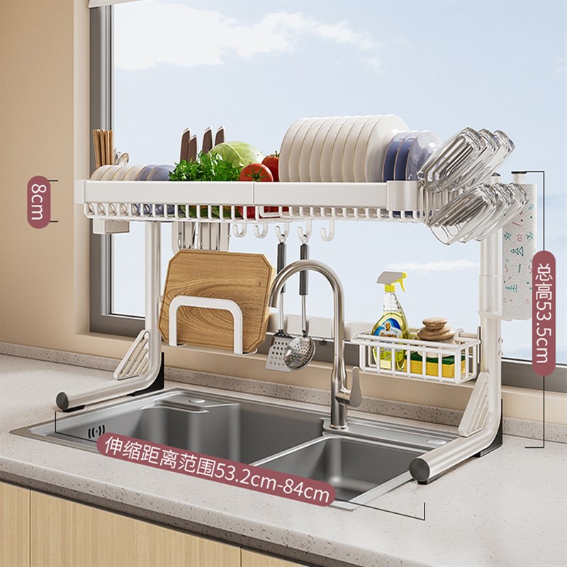 水槽置物架厨房台面沥水碗盘架洗碗架水池上放碗碟架多功能收纳架