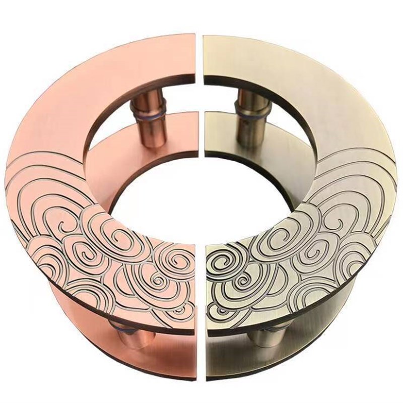 实心半圆雕版酒店会所铝合金玻璃门拉手别墅复古门把手红古铜拉手