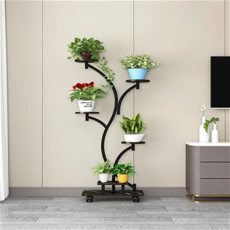 铁艺花架置物架阳台花架子室内客厅落地式带轮花架阳Z台花盆挂架