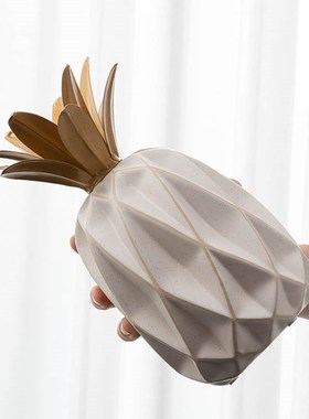 轻奢高档客厅电视柜陶瓷菠萝摆件家居装饰品现代酒柜玄关书架艺术