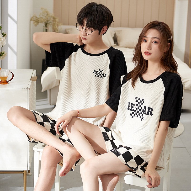 夏季新款情侣睡衣女棉质韩版男士大码休闲卡通薄款家居服套装