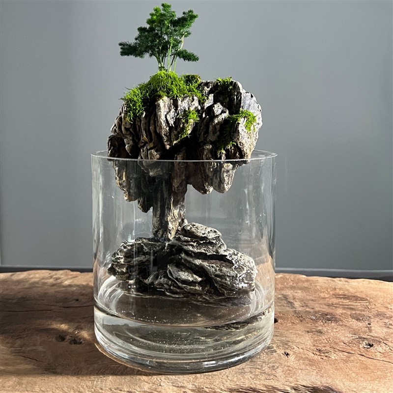 新中式陶瓷吸水石假山茶几盆栽盆景绿植室内桌面家居装饰庭院摆件