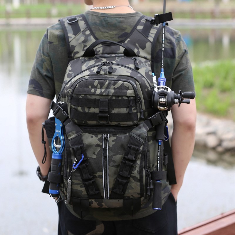 路亚背包大容f量战术背包男多功能户外旅行登山骑行迷彩单双肩两
