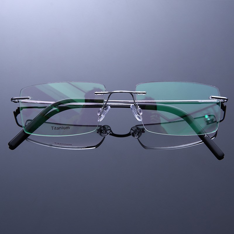 时尚男士商务超i轻纯钛眼镜框休闲复古无框近视眼镜防蓝光眼镜