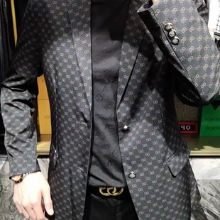 商务时尚 2024男士 帅气西服百搭欧货花色修身 薄款 外套 春夏季