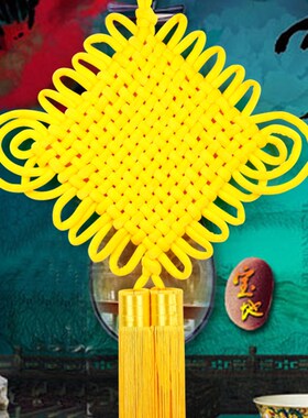 流苏黄色中国结挂件挂饰客厅大号绒布编织高档入U户门玄关背景墙