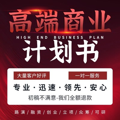 商业计划书代做h撰写可研编制立项报告融资计划书PPT报告策划方案