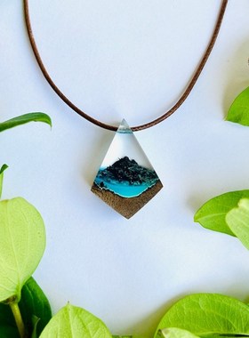 海洋礁石树脂吊坠项链个性纯手工情侣男女生日礼物